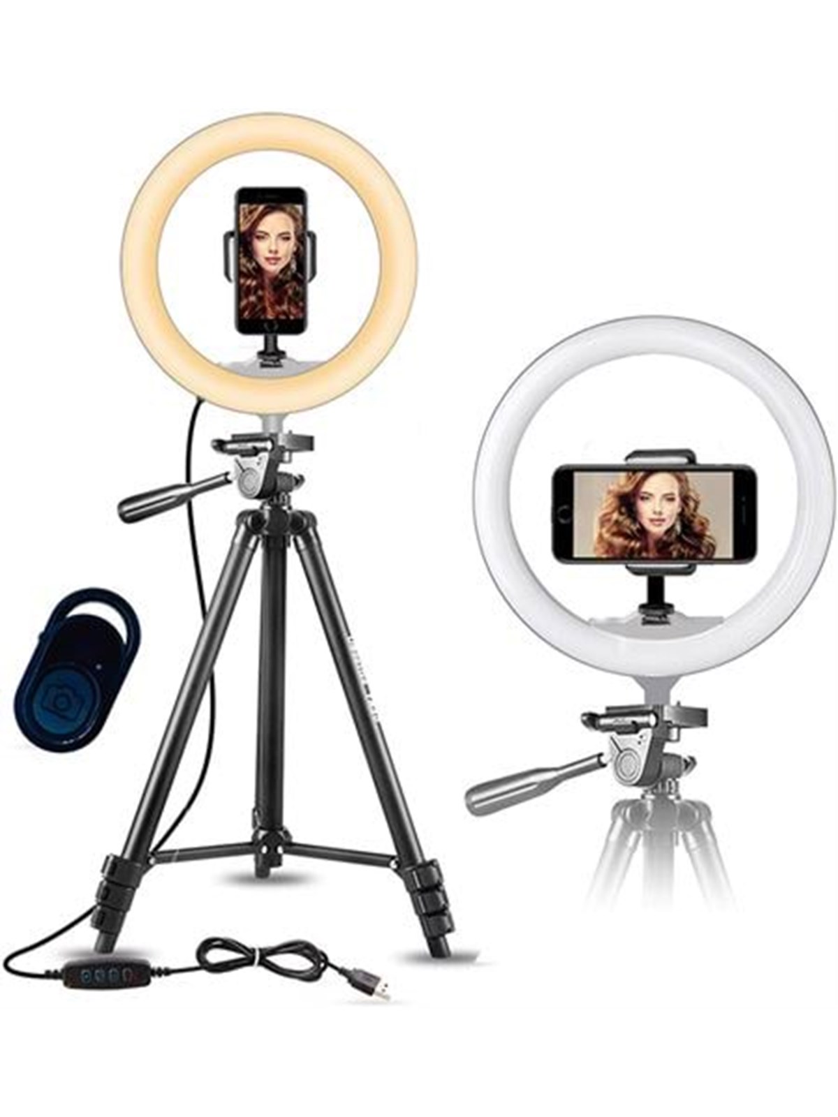 Pro Ring Light Stativ 10"- 52-136 cm - Bluetooth Fjernbetjening - 3000-6500K
