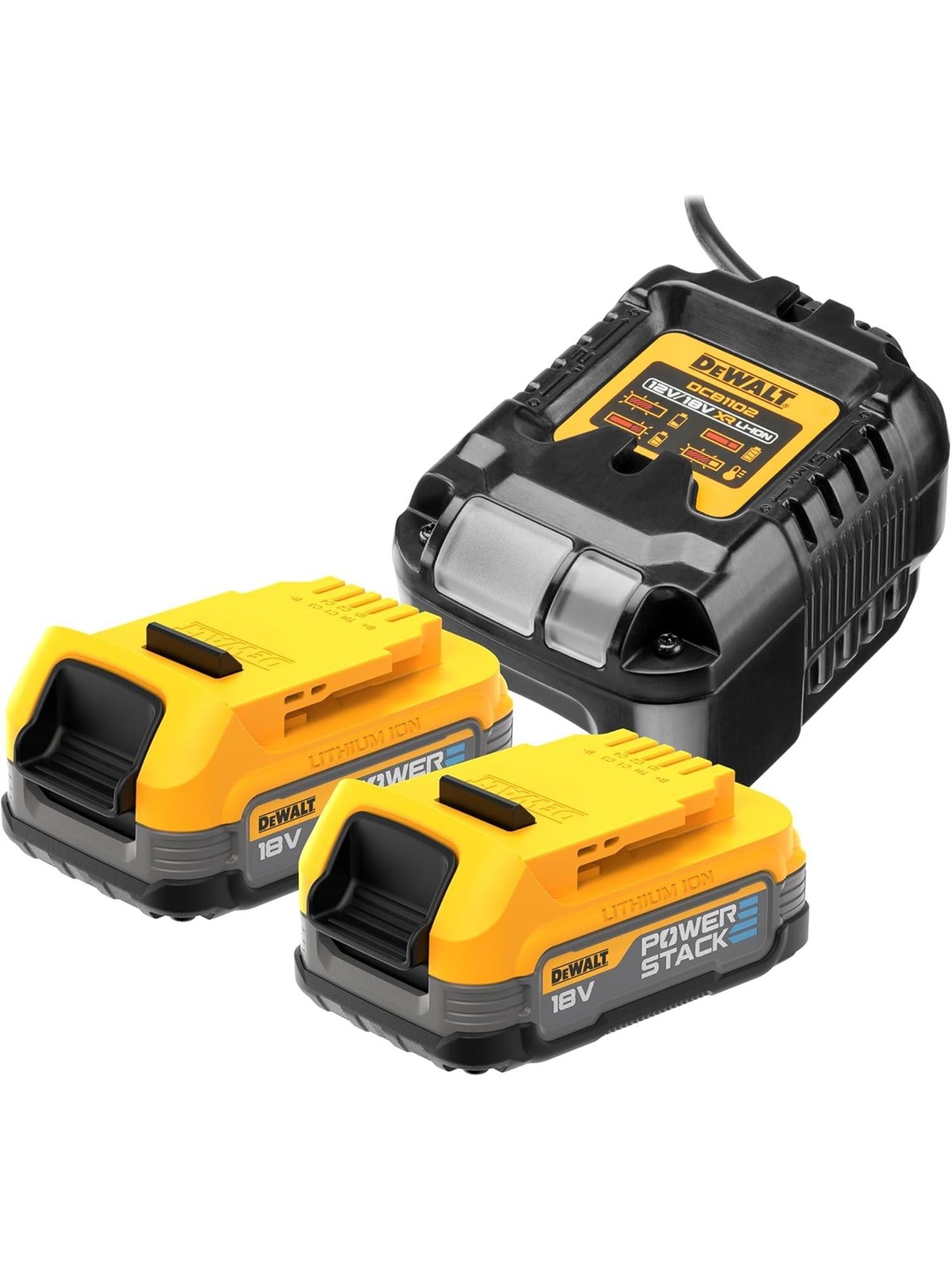 Dewalt DCB1102E2-QW Battery Set Powerstack, Akku Lader