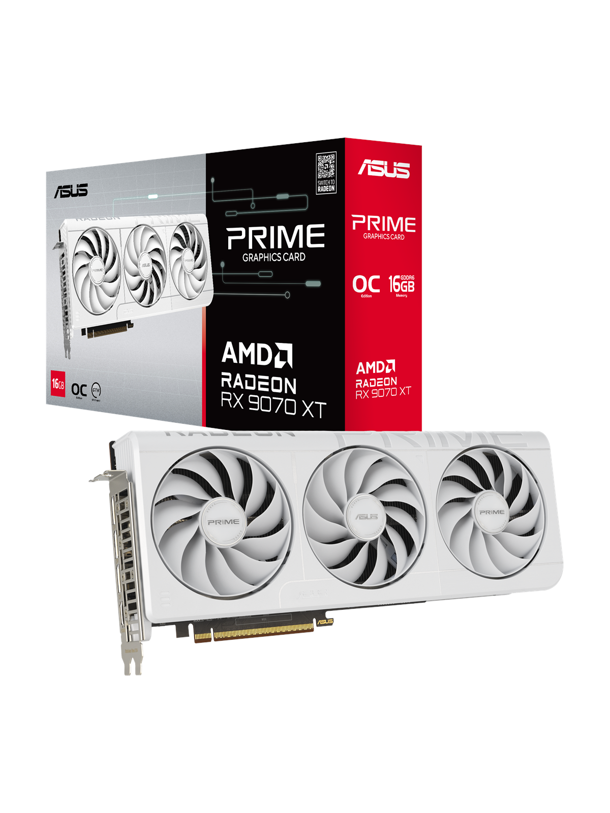 ASUS Radeon RX 9070 XT Prime OC White - 16GB GDDR6 RAM - Grafikkort, Grafikkort