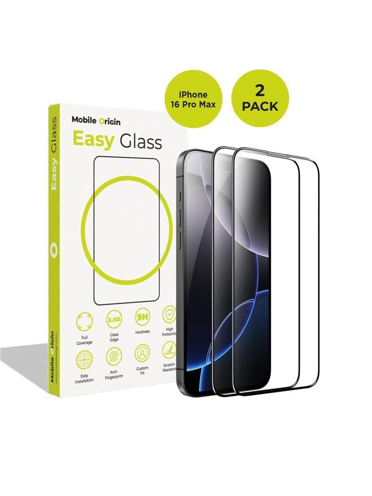 Mobile Origin EasyGlass iPhone 16 Pro Max - 2 pack, Beskyttelsesglas