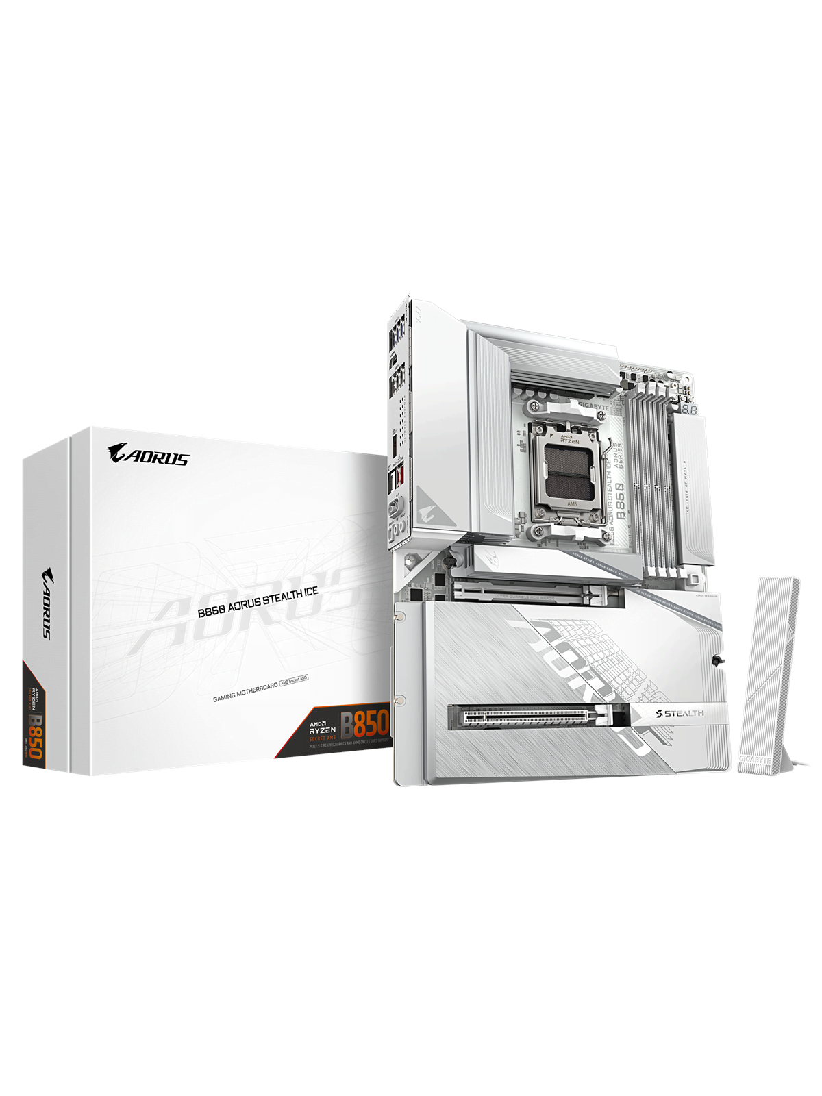 GIGABYTE B850 AORUS STEALTH ICE Bundkort - AMD B850 - AMD AM5 socket - DDR5 RAM - ATX
