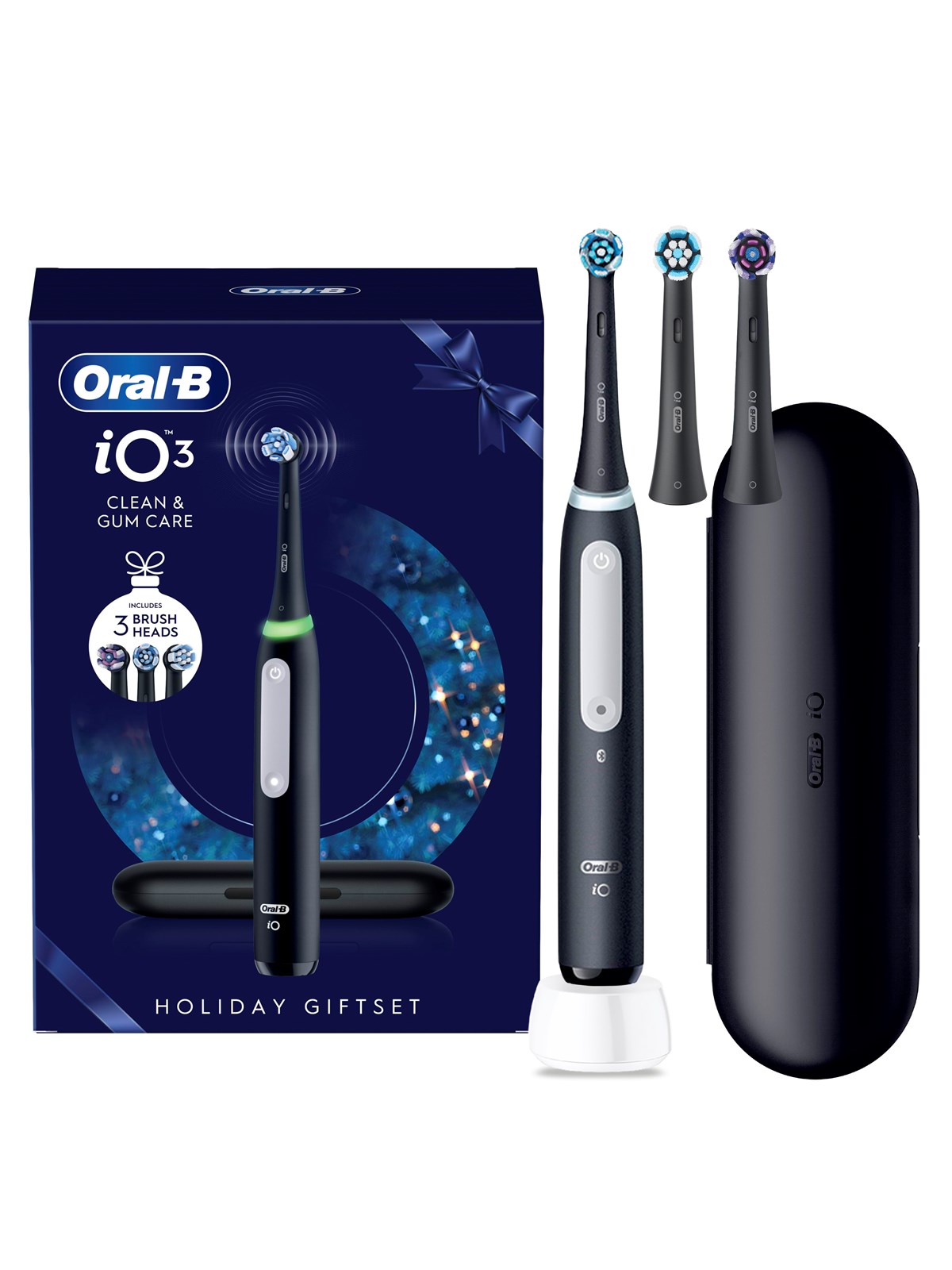 Oral-B Tandbørste iO3 Black Gift Pack - incl. Travel Case + 2 extra refills