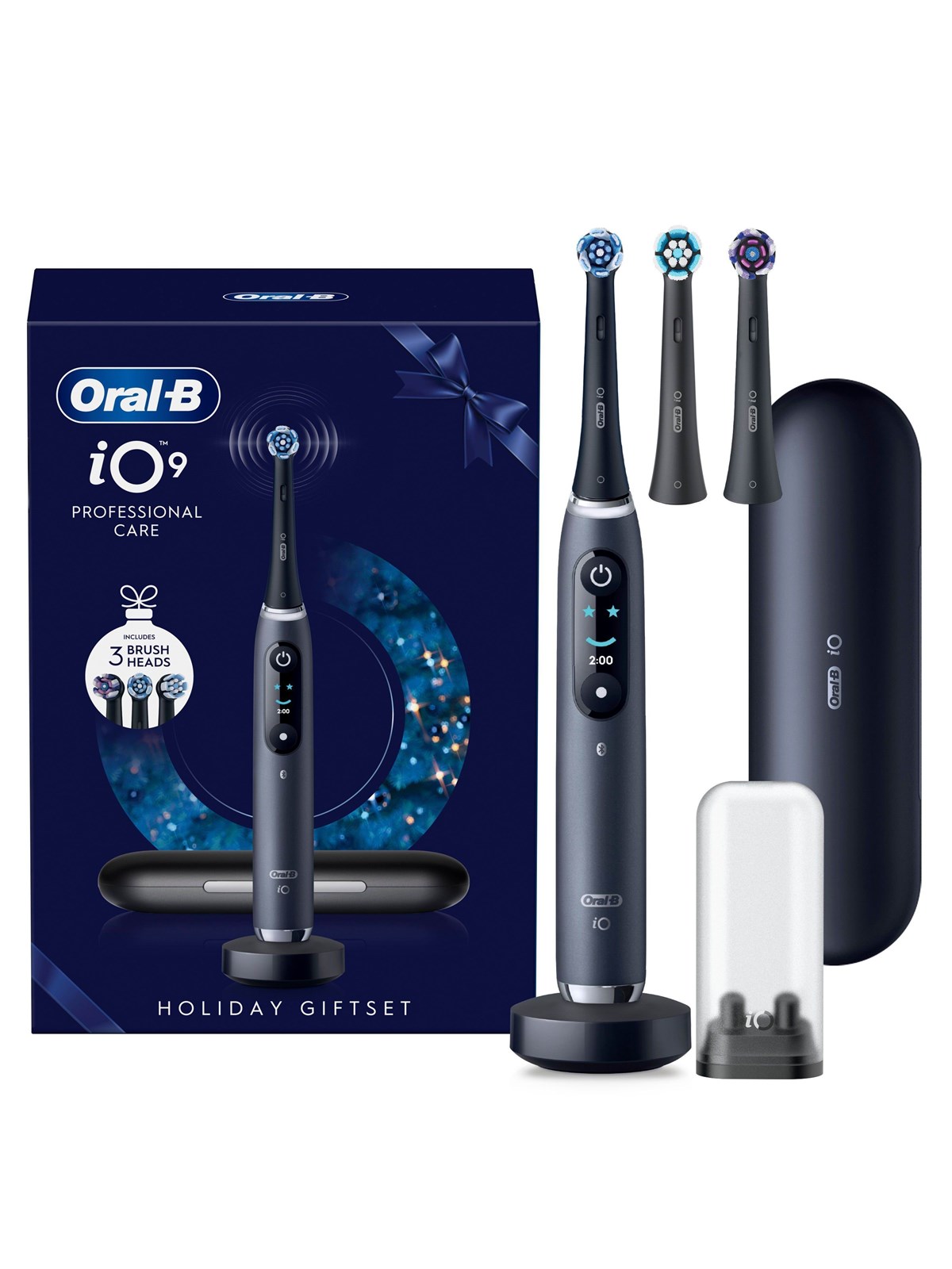 Oral-B Tandbørste iO9 Black Gift Pack incl. Charging Travel Case + 2 extra brush heads