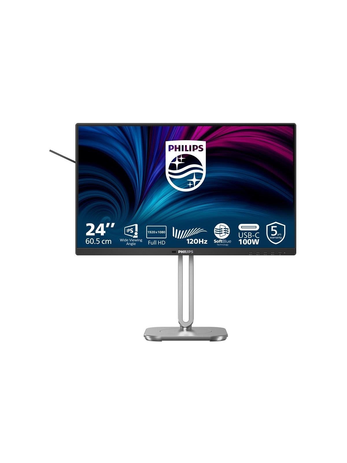24" Philips 24B2U4301 - 1920x1080 (FHD) - 120Hz - IPS - 15W USB-C, Computerskærm