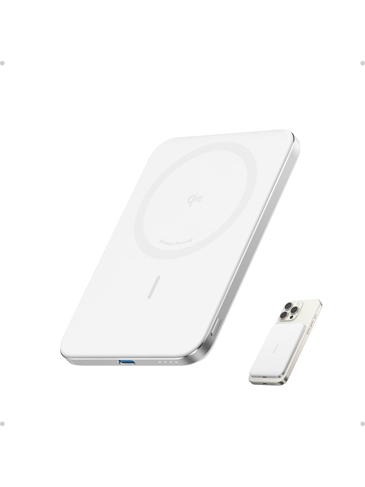 Anker MagGo Power Bank 5K Slim - White Powerbank - Hvid - 5000 mAh, Powerbank