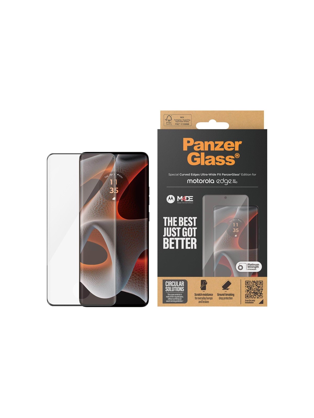 PanzerGlass Screen Protector Motorola Edge 50 Pro | Ultra | Ultra-Wide Fit