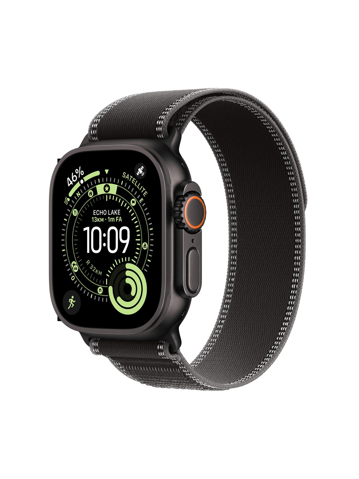 Apple Watch Ultra 3 GPS + Cellular 49mm Black Titanium Case with Black/Charcoal Trail Loop - M/L