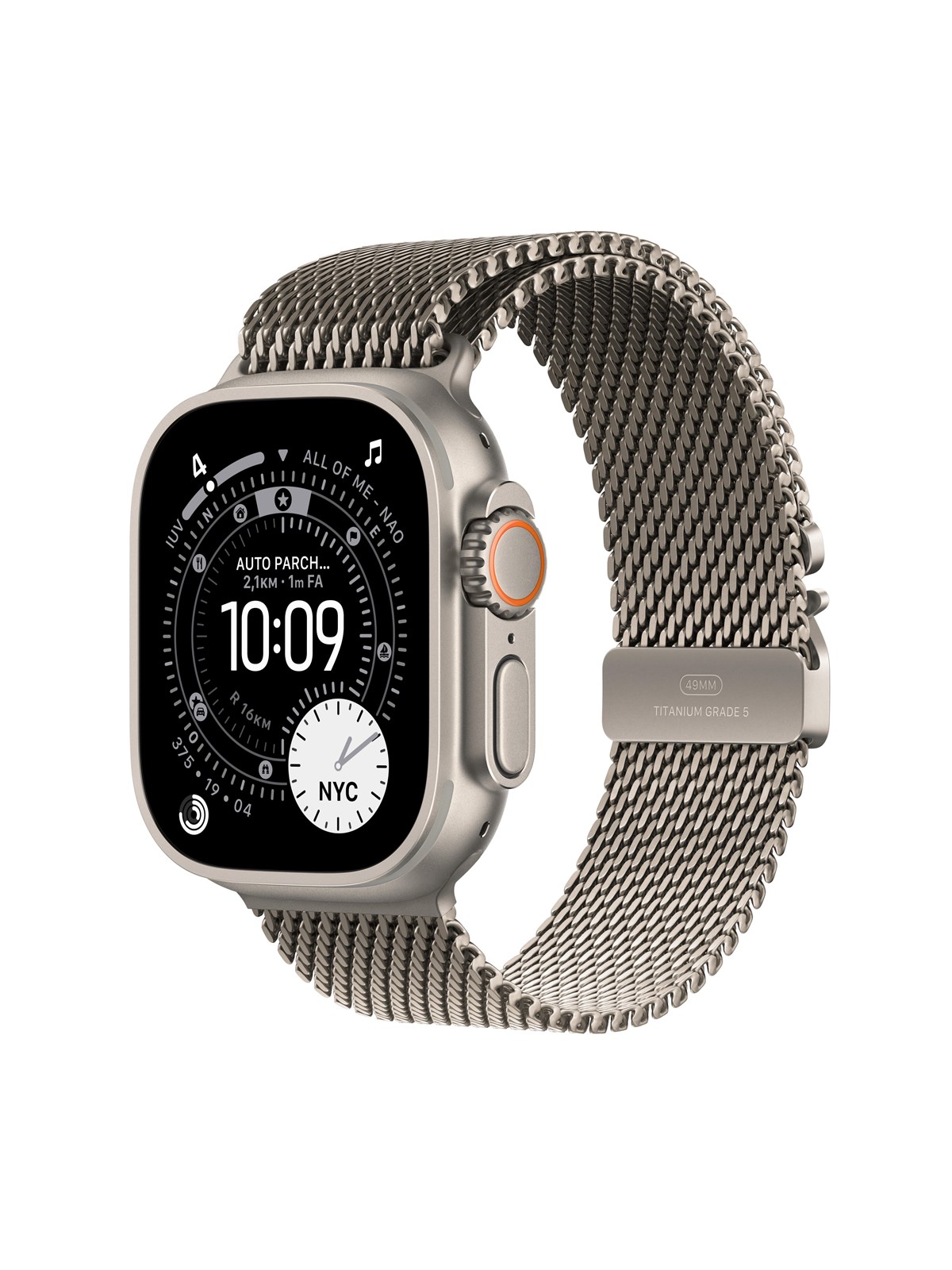 Apple Watch Ultra 3 GPS + Cellular 49mm Natural Titanium Case with Natural Titanium Milanese Loop - Medium