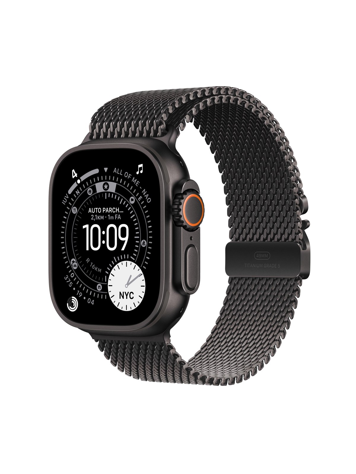 Apple Watch Ultra 3 GPS + Cellular 49mm Black Titanium Case with Black Titanium Milanese Loop - Medium
