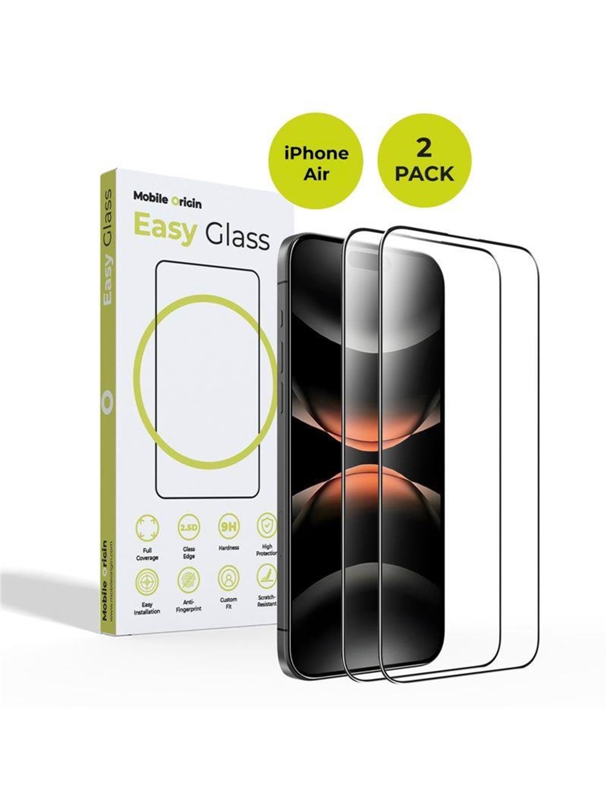 Mobile Origin EasyGlass iPhone Air - 2 pack, Beskyttelsesglas