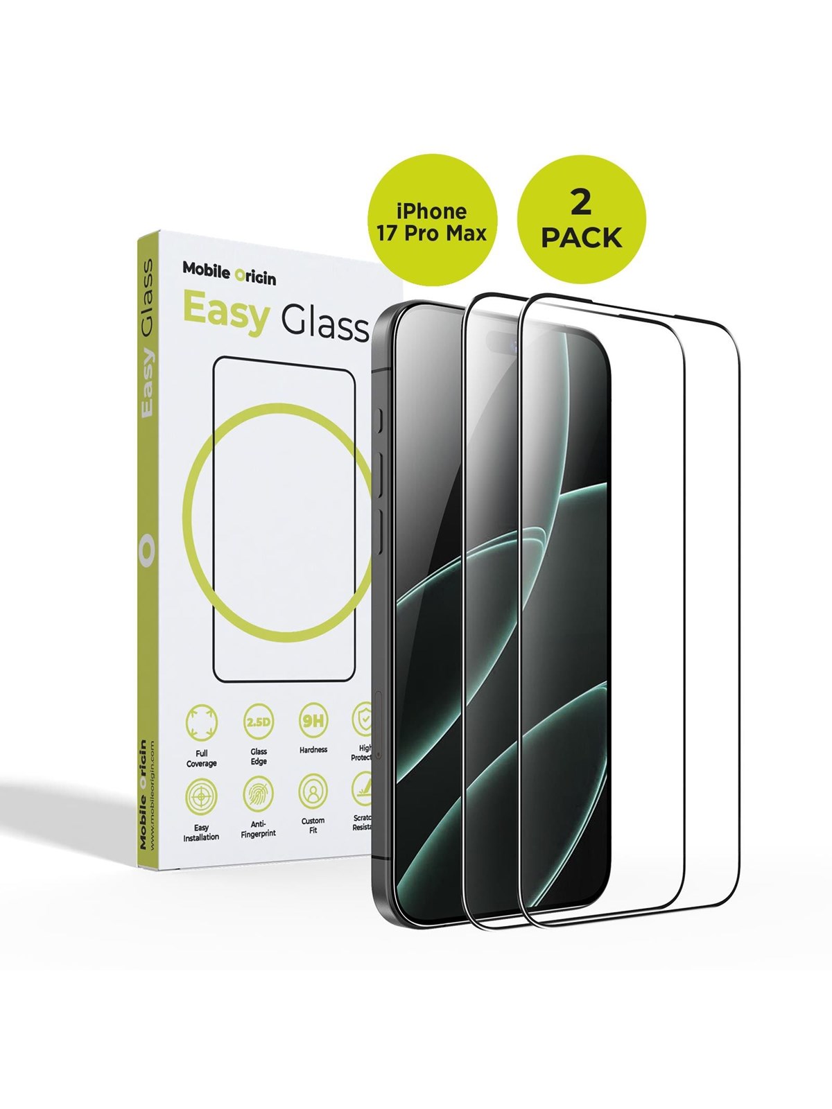 Mobile Origin EasyGlass iPhone 17 Pro Max - 2 pack, Beskyttelsesglas