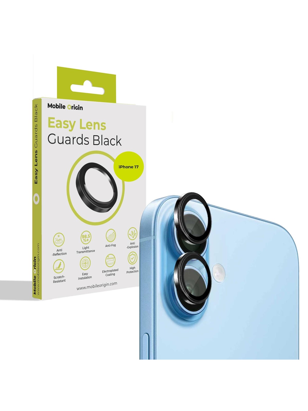 Mobile Origin Easy Lens Guards - black - iPhone 17, Beskyttelsesglas