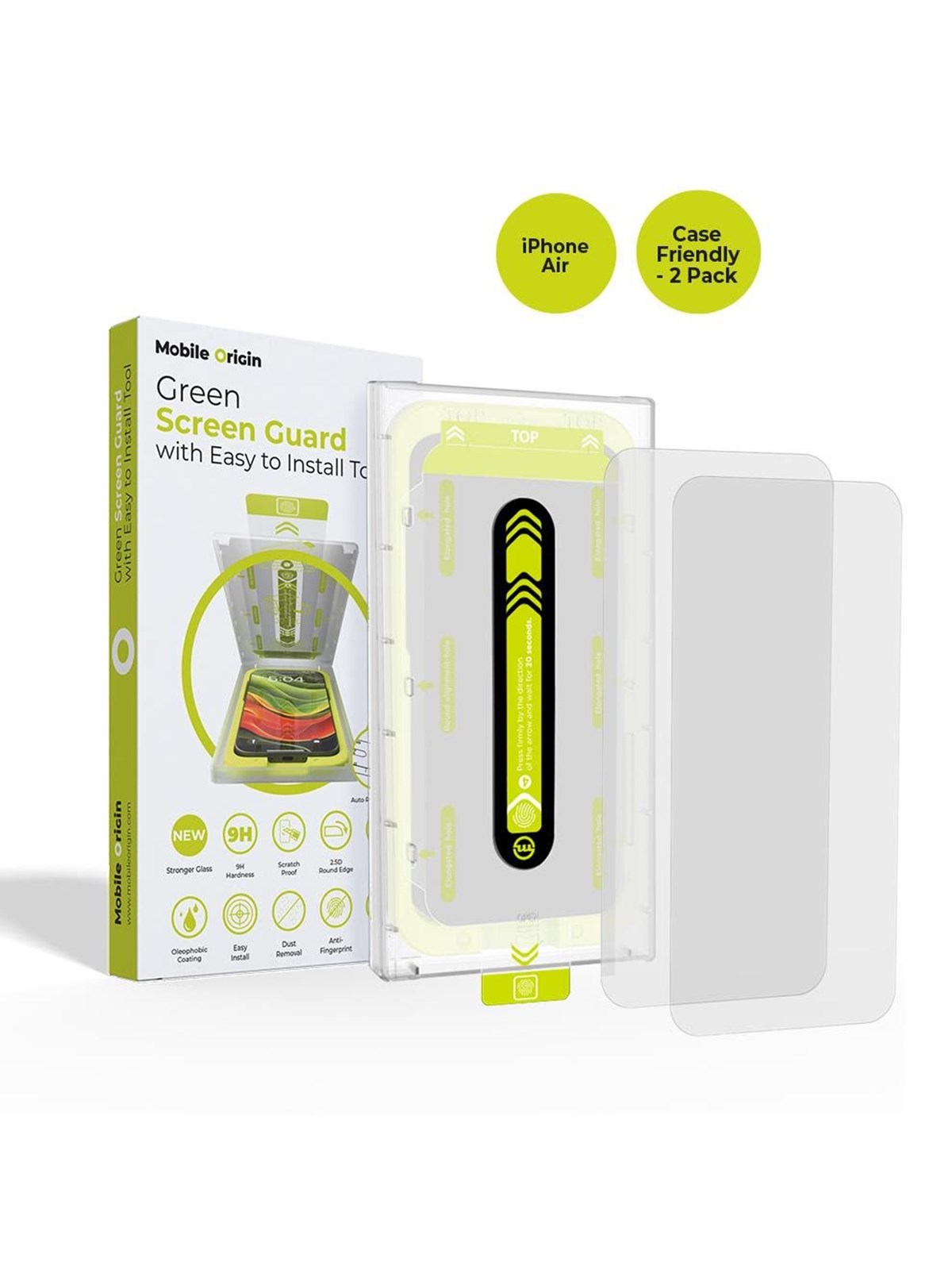 Mobile Origin Screen Guard with easy applicator - case friendly - 2 pack - iPhone Air