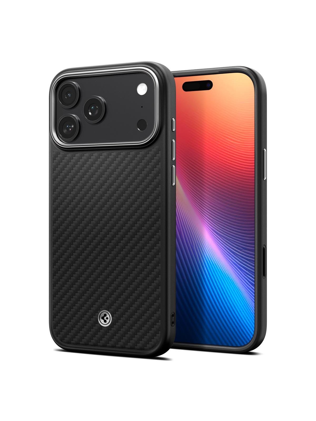 Spigen Enzo Aramid T - black silver - iPhone 17 Pro, Mobilcover