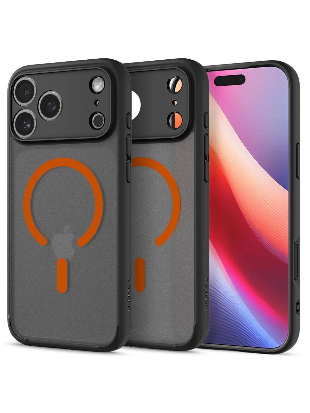 Spigen Ultra Hybrid MagSafe - frost black orange - iPhone 17 Pro Max, Mobilcover