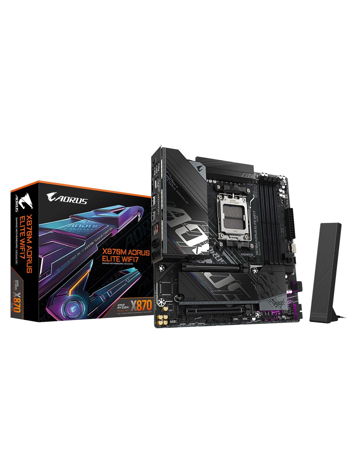 GIGABYTE X870M AORUS ELITE WIFI7 Bundkort - AMD X870 - AMD AM5 socket - DDR5 RAM - Micro-ATX