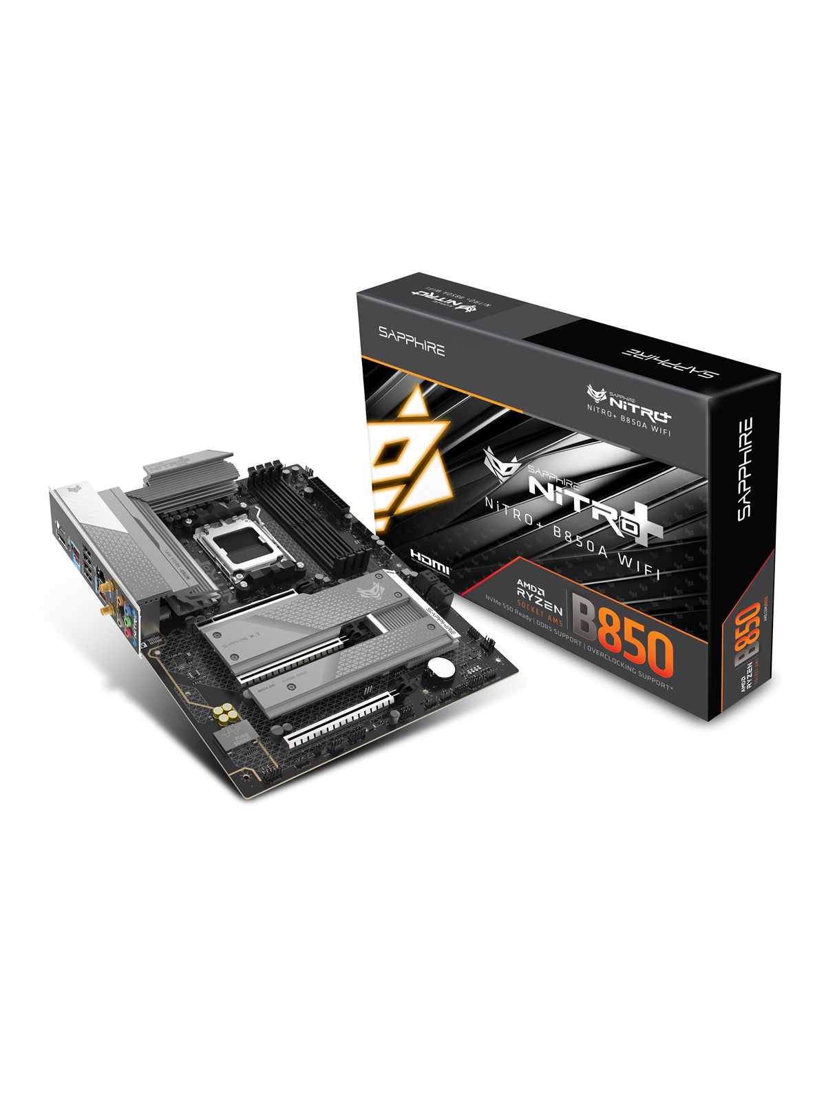 Sapphire NITRO+ B850A WIFI 7 Bundkort - AMD B850 - AMD AM5 socket - DDR5 RAM - ATX