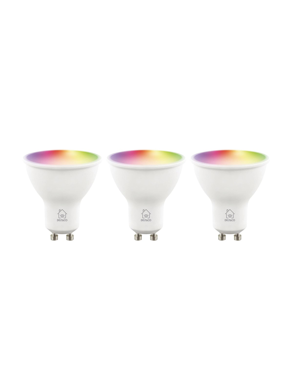Deltaco Smart LED-pærer, GU10, RGB, Wi-Fi, 4,7 W, 3-pak, Smart Home