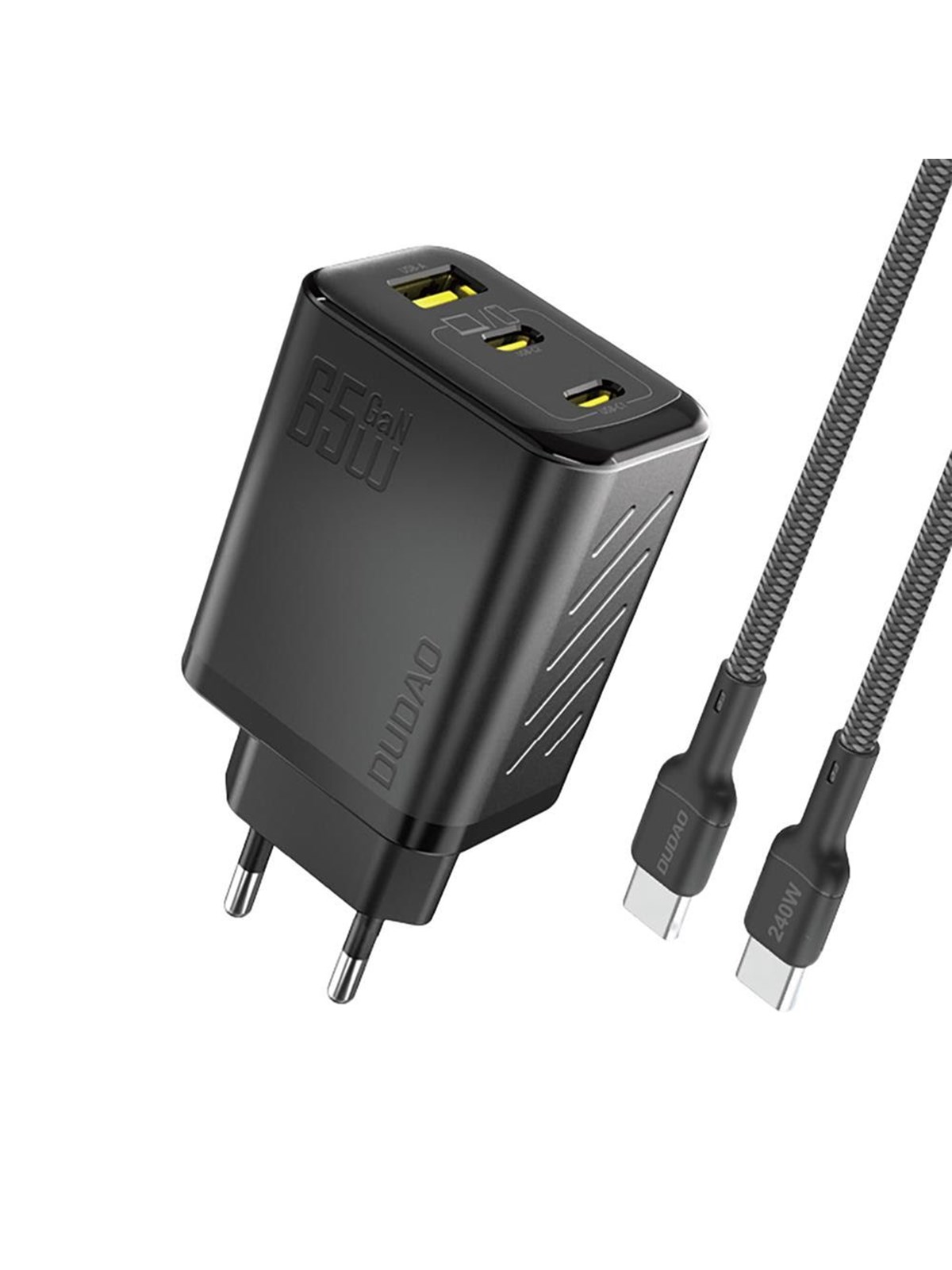 Dudao A29C 65W GaN Wall Charger + USB-C Cable - Black, Mobil Oplader