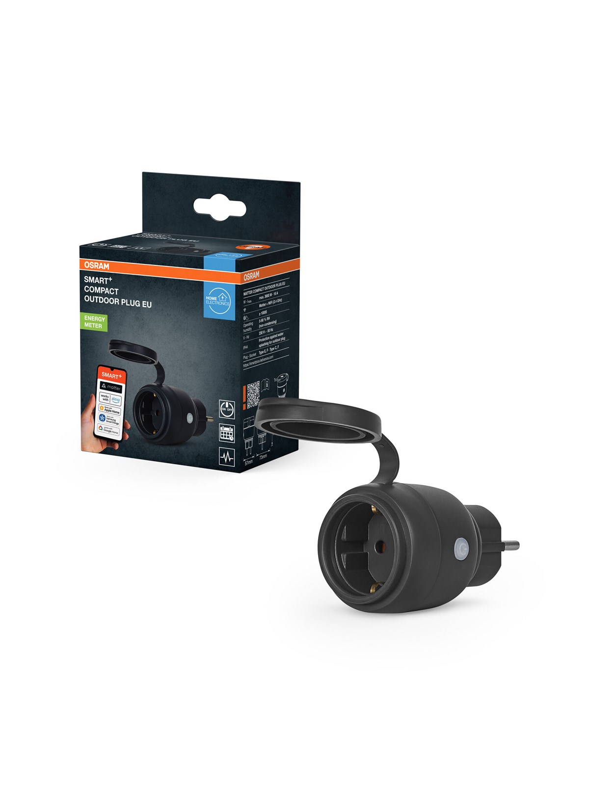 Osram SMART+ MATTER Outdoor Compact Plug 16A energimåler WiFi, Smart Home