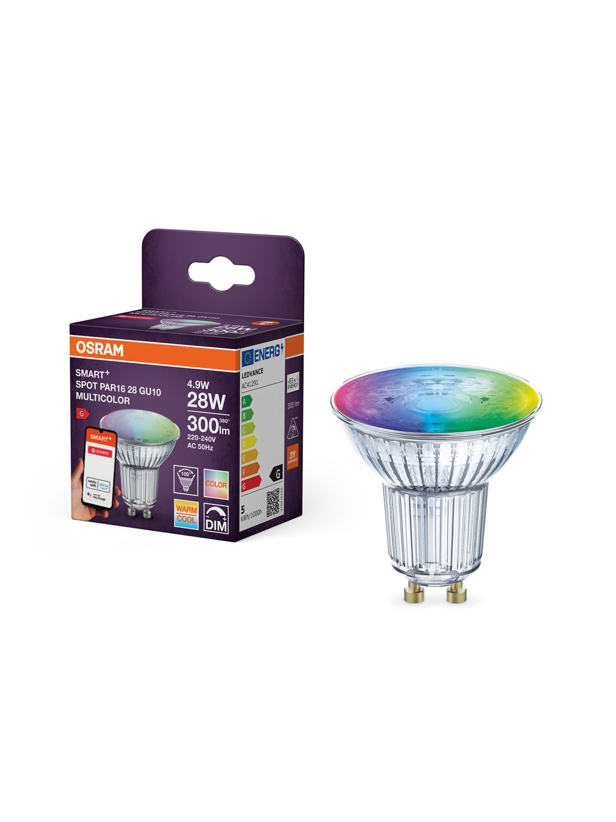 Osram SMART+ PAR16 350lm 4,9W/RGBW (50W) GU10 36° Zigbee, Smart Home