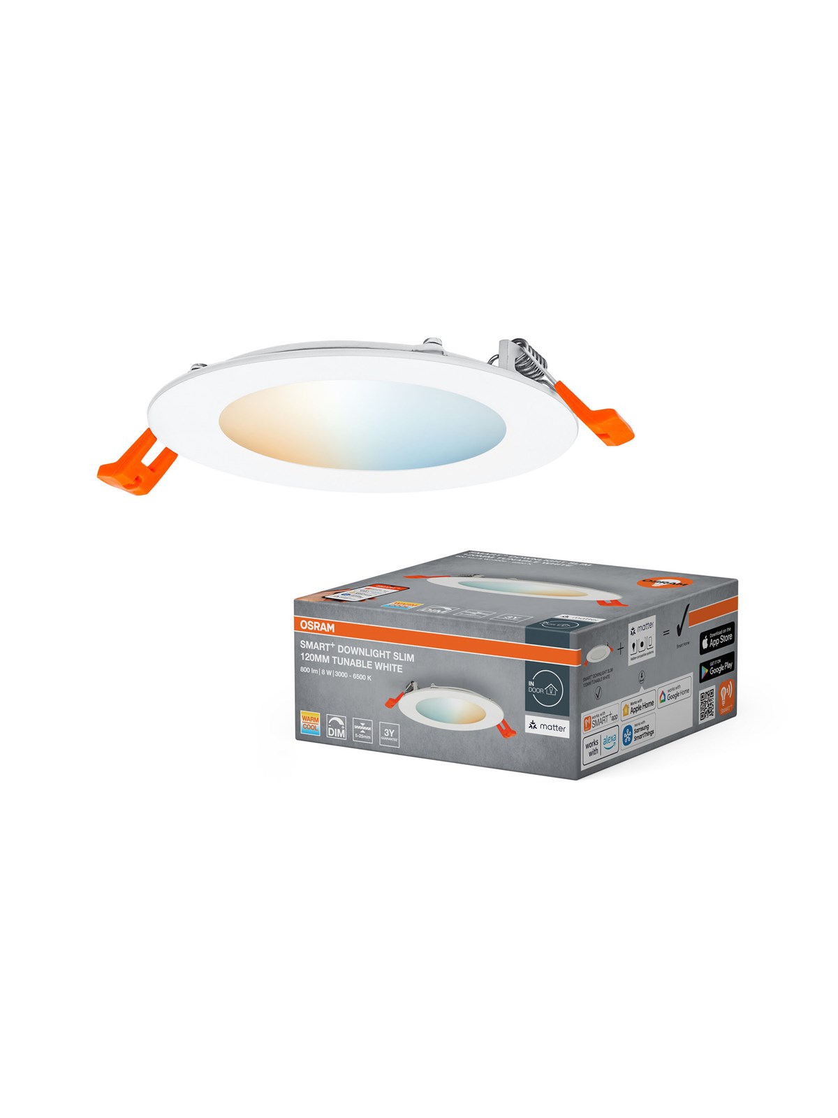 Osram SMART+ Downlight Slim 550lm 8W/827-865 120mm hvid WiFi, Smart Home