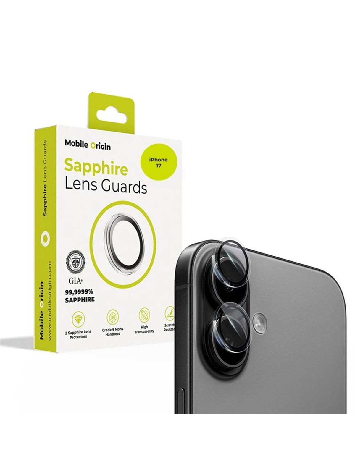 Mobile Origin Sapphire Lens guards - clear - iPhone 17, Beskyttelsesglas