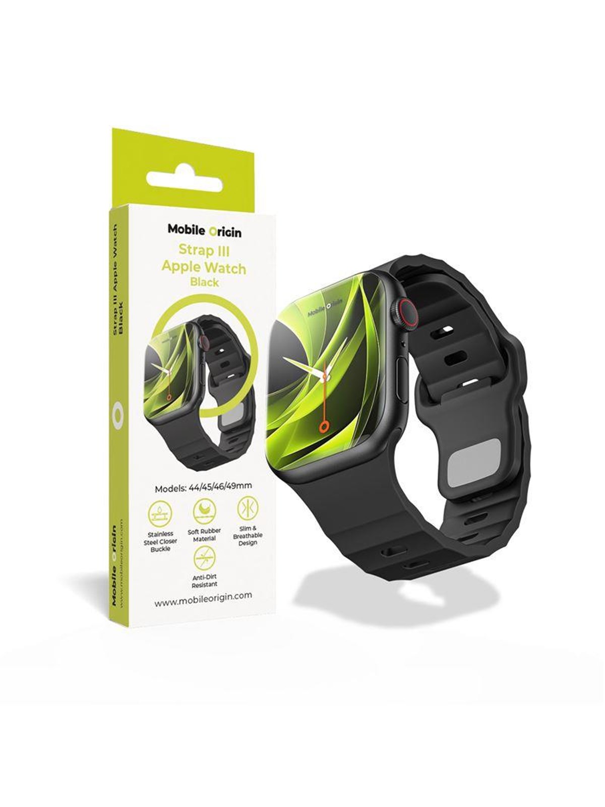 Mobile Origin Strap III - black - Apple Watch 49mm/46mm/45mm/44mm, Smartwatch Tilbehør