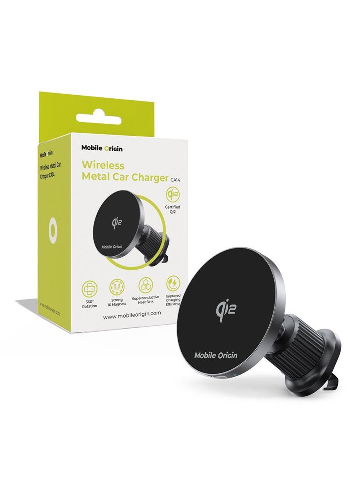 Mobile Origin Wireless Metal Car Charger CA14, Mobil Oplader