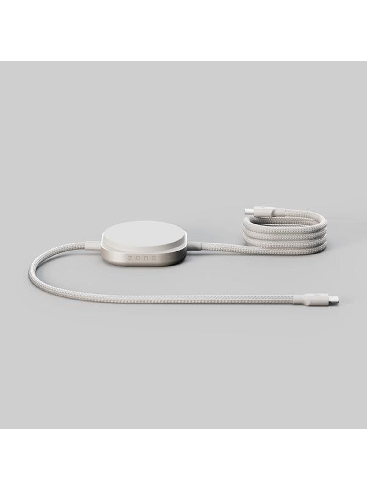 ZENS Charging Cable USB C-C Pro 2 - Magnetic Wireless Charger - White, Mobil Oplader