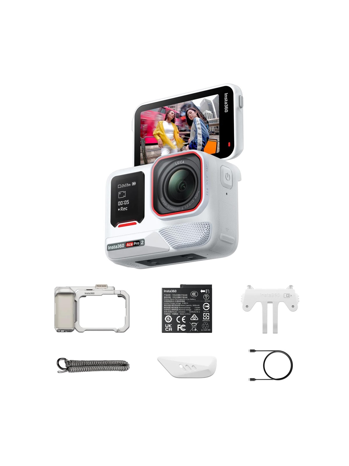 Insta360 Ace Pro 2 - Arctic White | Xplorer Bundle - Moonlight Silver, Action Kamera