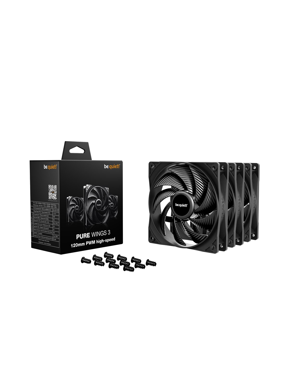 be quiet! Pure Wings 3 120 HS (3-pack) - Kabinet køler - 120mm - Sort - 30 dBA