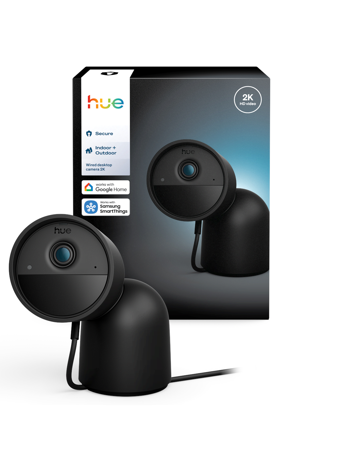 Philips Hue Secure 2K kablet kamera med bordholder - sort, Smart Home