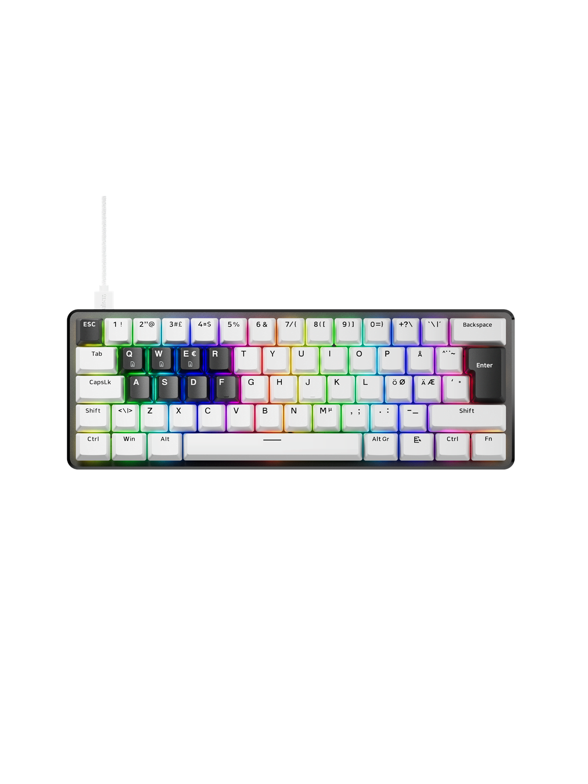 Pulsar PCMK 3 HE 60 (ISO) - Gaming Tastatur - Uden Numpad - Nordisk - Hvid