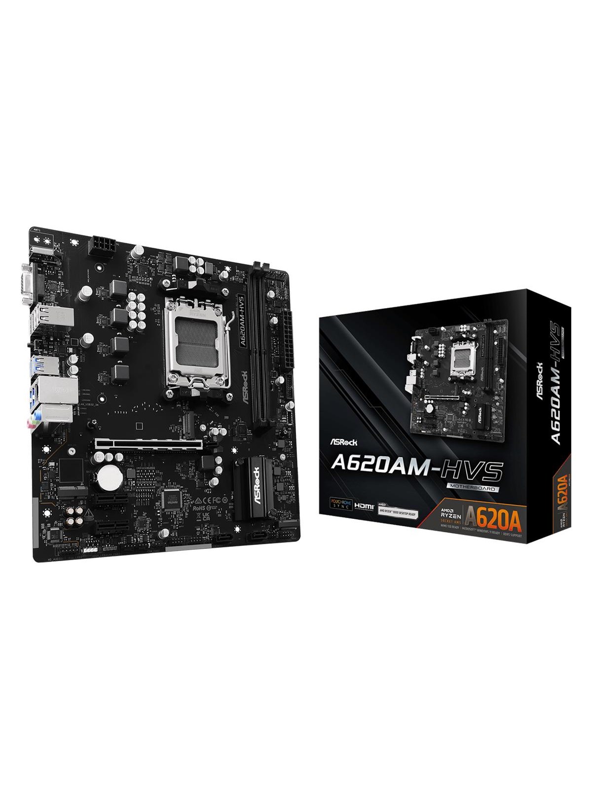 ASRock A620AM-HVS Bundkort - AMD A620A - AMD AM5 socket - DDR5 RAM - Micro-ATX