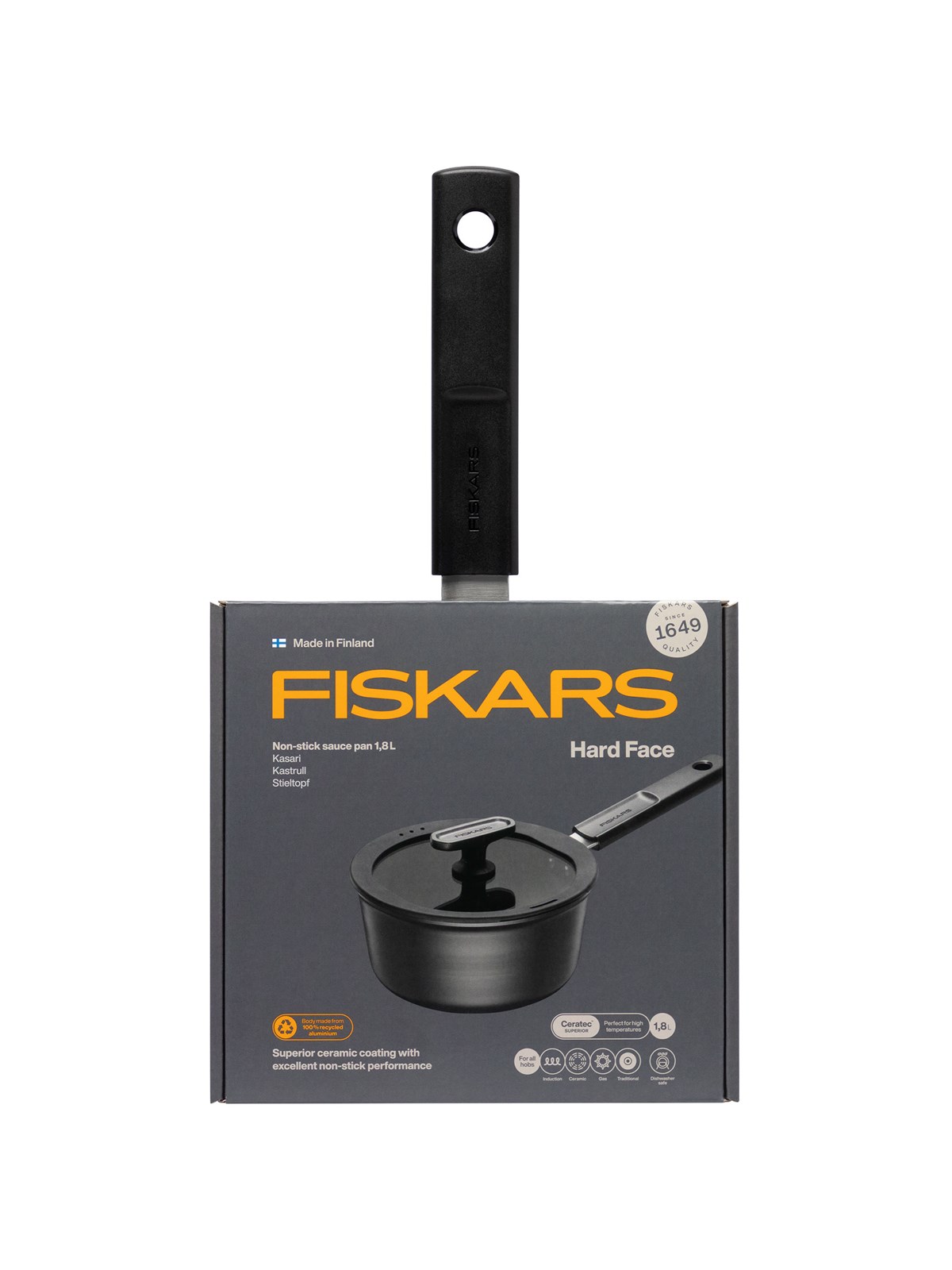 Fiskars Hard Face Saucepan 1.8 L with Lid, Gryde