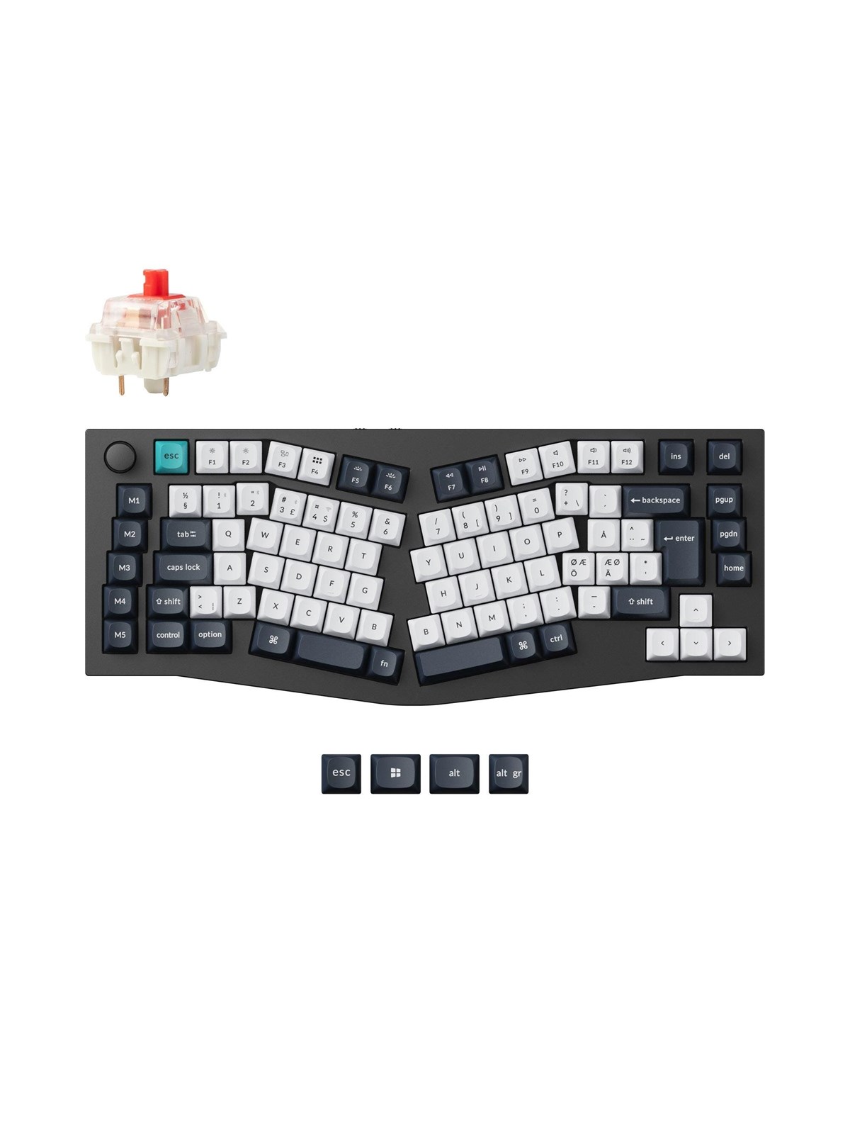 Keychron Q10 MAX 75% (Alice Layout) - Gateron Jupiter Red - Gaming Tastatur - Uden Numpad - Nordisk - Blå