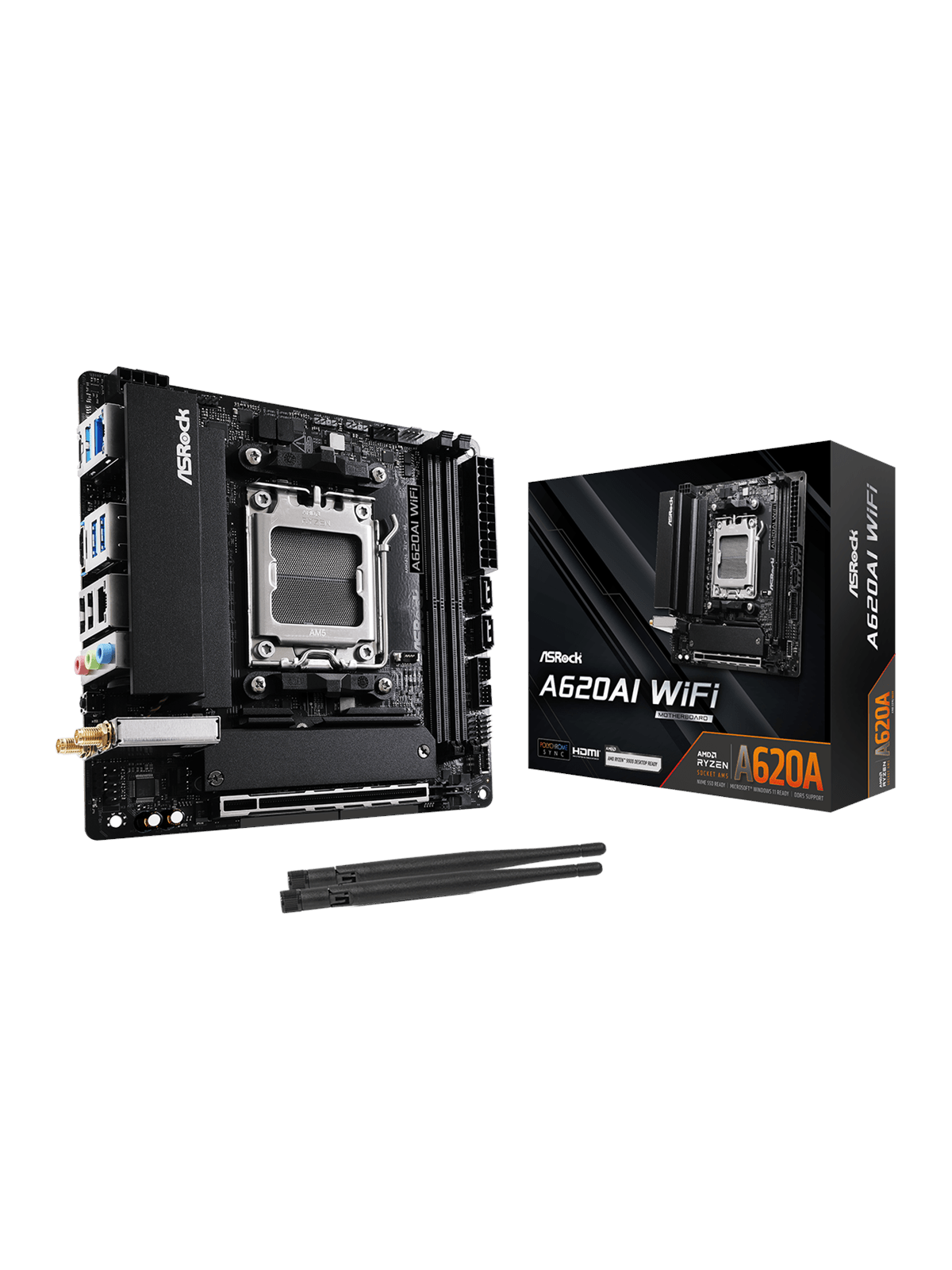 ASRock A620AI WiFi Bundkort - AMD A620A - AMD AM5 socket - DDR5 RAM - Mini-ITX