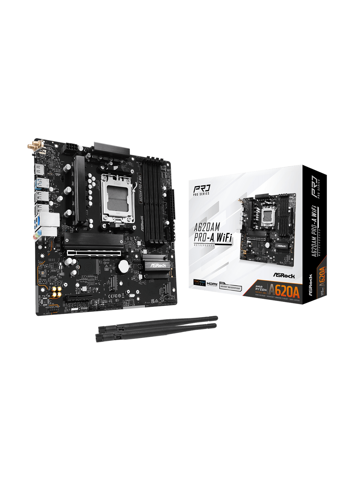 ASRock A620AM PRO-A WiFi Bundkort - AMD A620A - AMD AM5 socket - DDR5 RAM - Micro-ATX