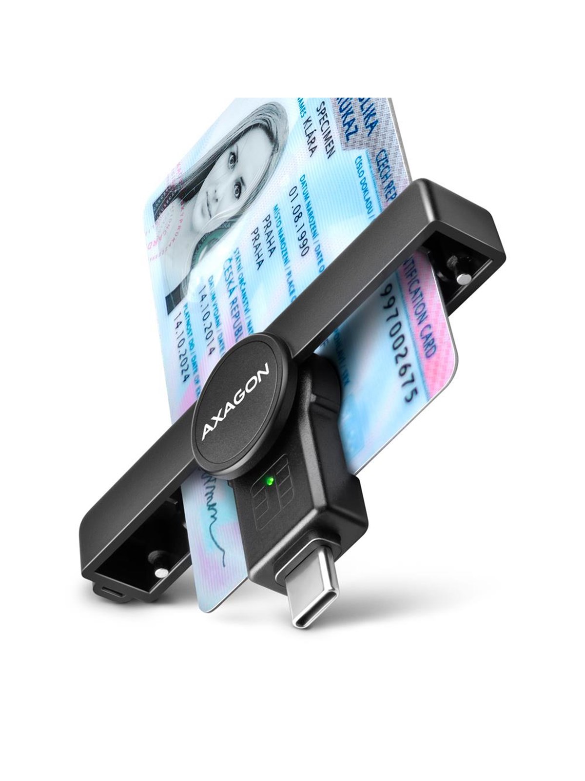 AXAGON USB-C Smart Card /ID Card PocketReader, Kortlæser