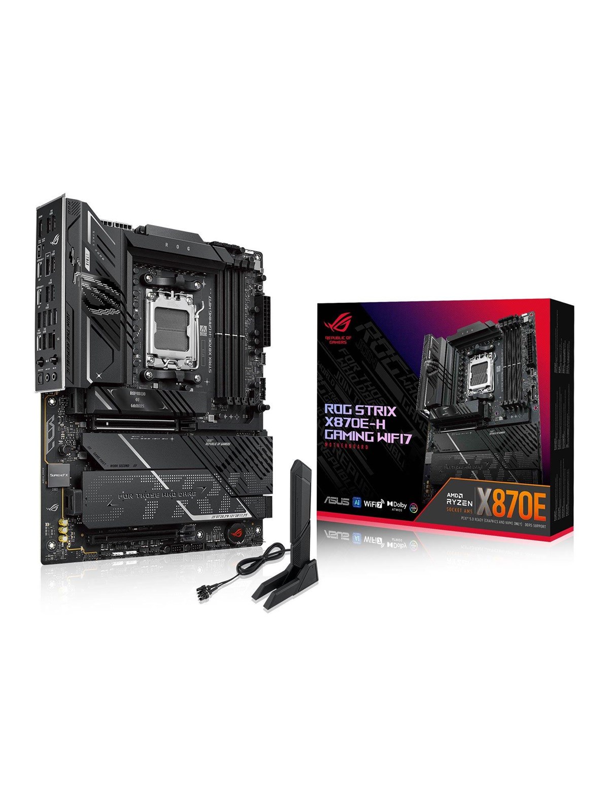 ASUS ROG STRIX X870E-H GAMING WIFI7 Bundkort - AMD X870E - AMD AM5 socket - DDR5 RAM - ATX