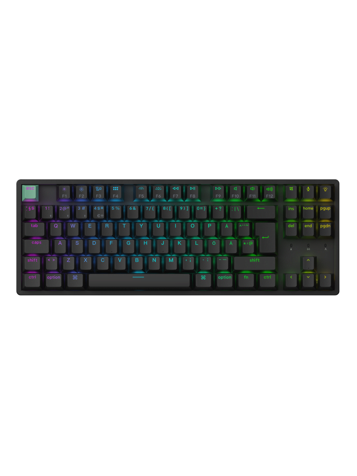 Keychron K8 HE Wireless Tri-Mode - Gaming Tastatur - Uden Numpad - Nordisk - Sort
