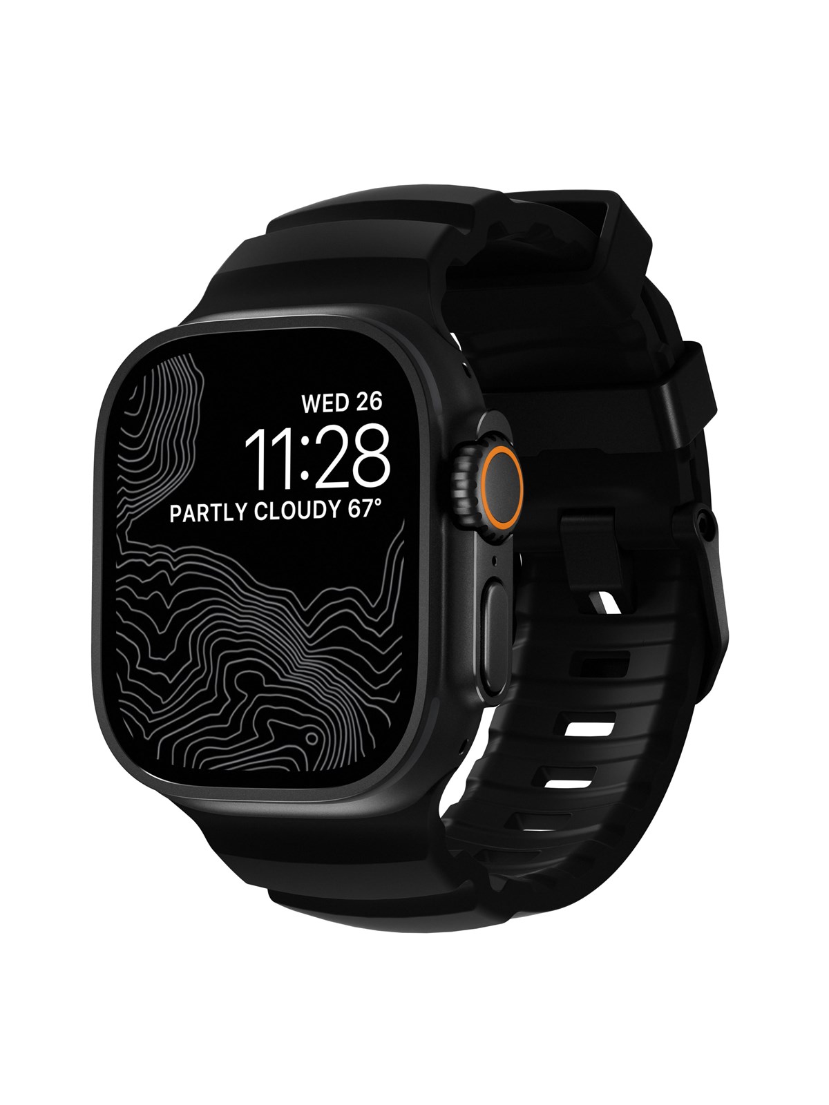 Nomad Rocky Point Band 46/49 mm Carbon Black Connector Black, Smartwatch Tilbehør