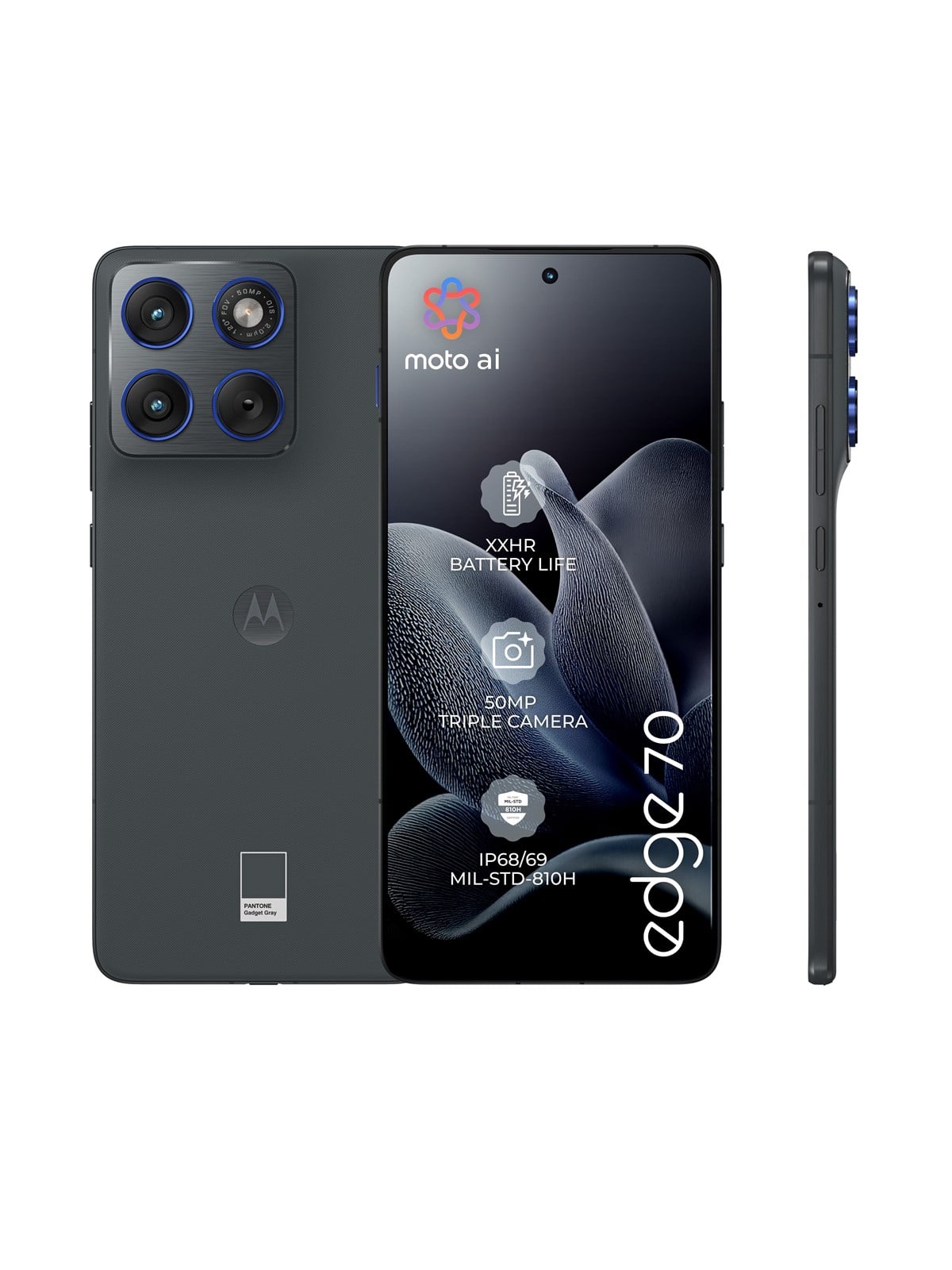 Motorola Edge 70 512GB/12GB - Pantone Gadget Grey, Mobiltelefon