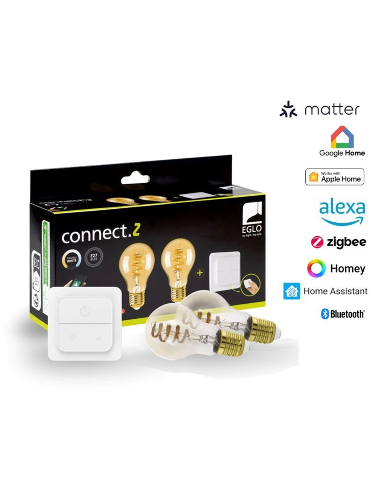 EGLO CONNECT.Z SÆT AFBRYDER + 2 E27 A60 amber SMART pærer M/TUNABLE WHITE