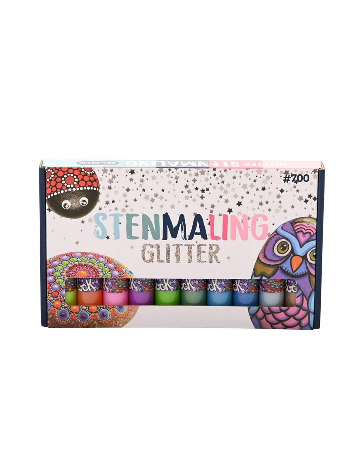 Hobby Mate Stenmaling 10*30ml GLITTER farver, Hobby Artikler
