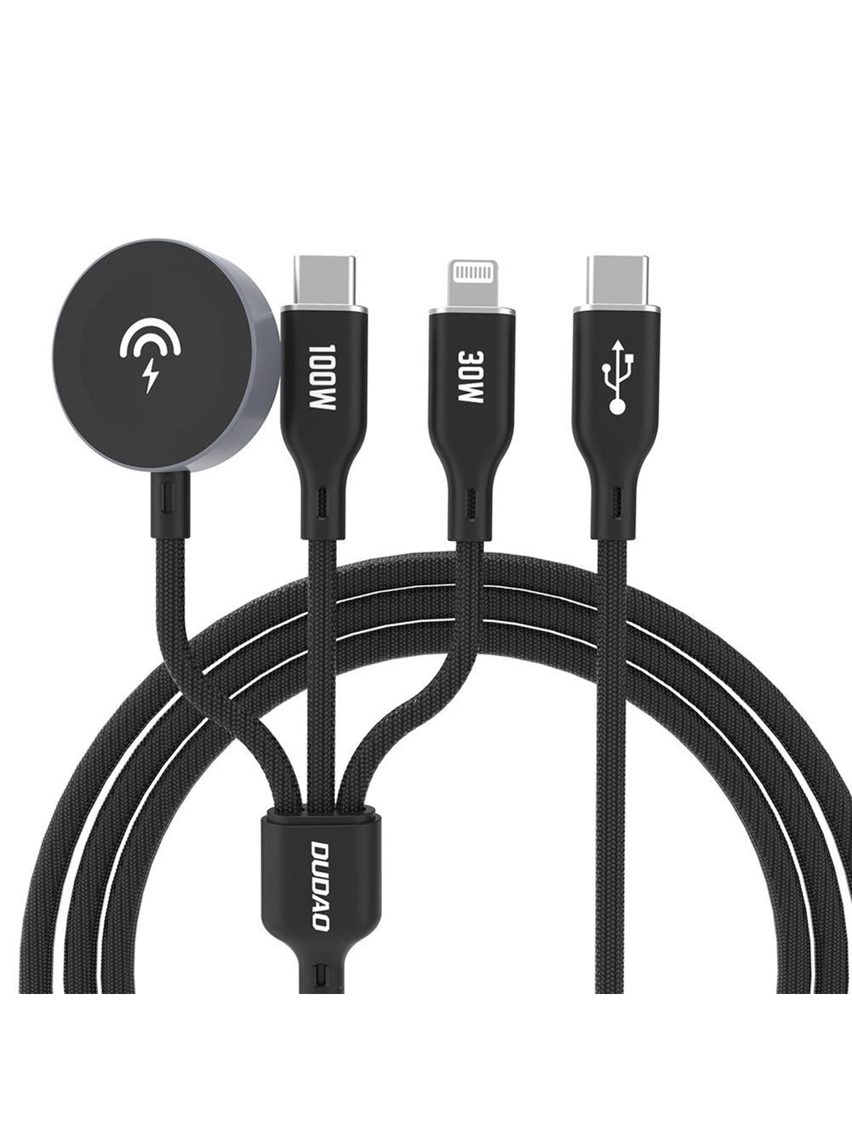 Dudao Apple Watch A12Max+ PD 100W 3in1 Charger Cable: USB-C Lightning 1.2m - Black