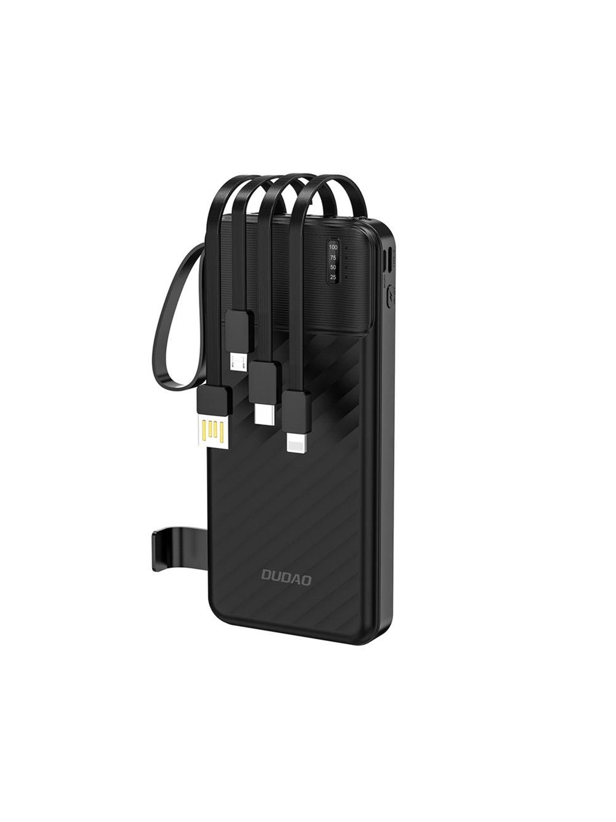 Dudao K11 10000mAh Powerbank with Built-in Cables - Black Powerbank - Sort - 10000 mAh