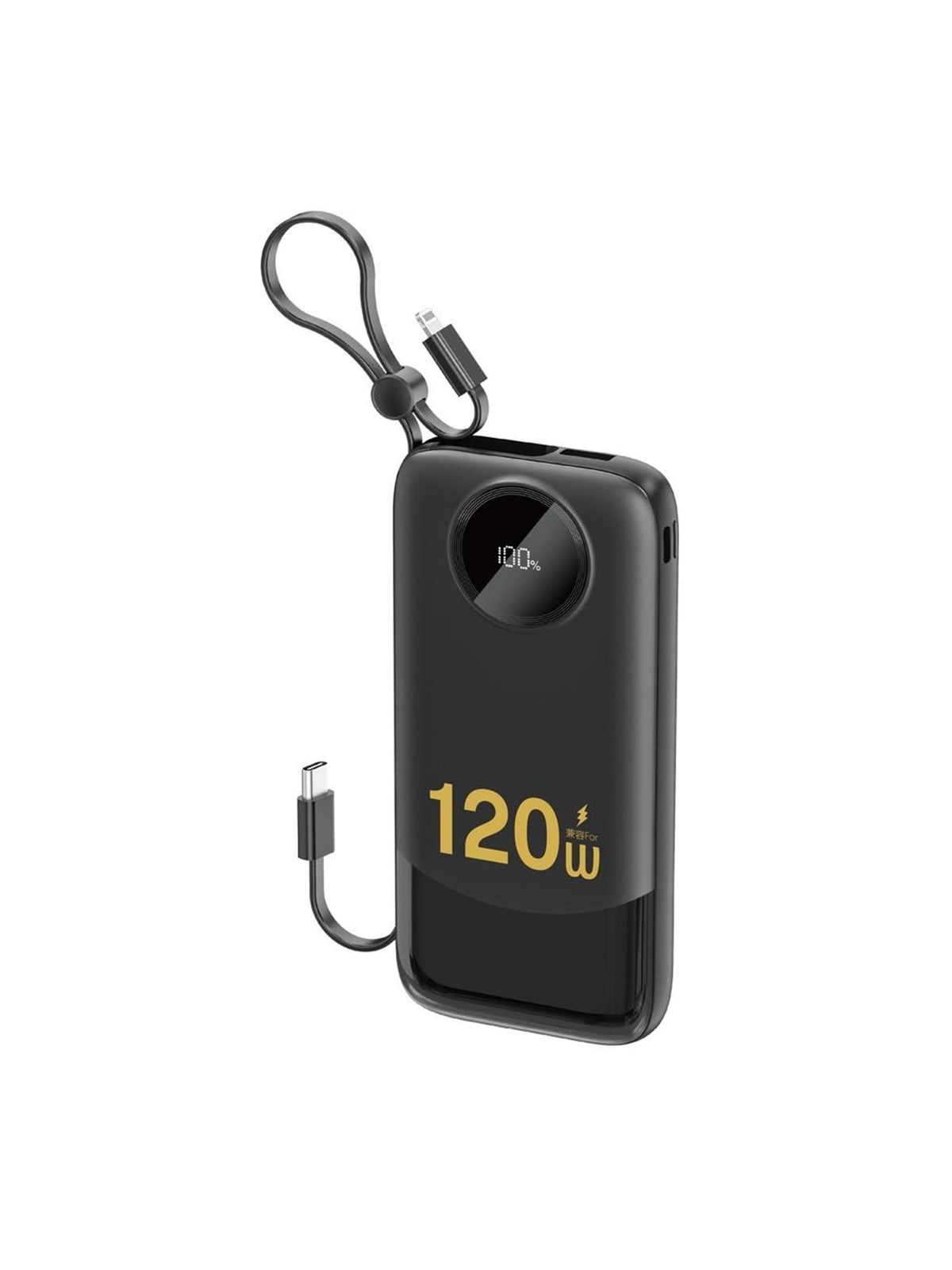 Dudao K13 10000mAh Powerbank with Built-in Cable - Black Powerbank - Sort - 10000 mAh