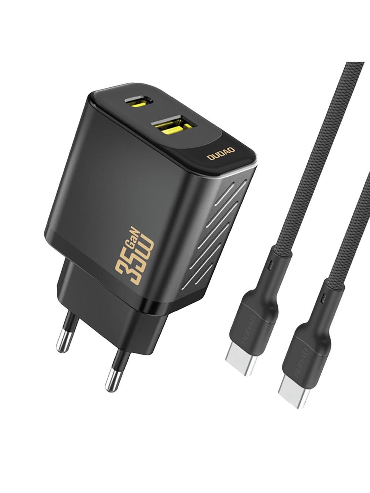 Dudao A27 MaxC 35W GaN Wall Charger + USB-C Cable - Black, Mobil Oplader